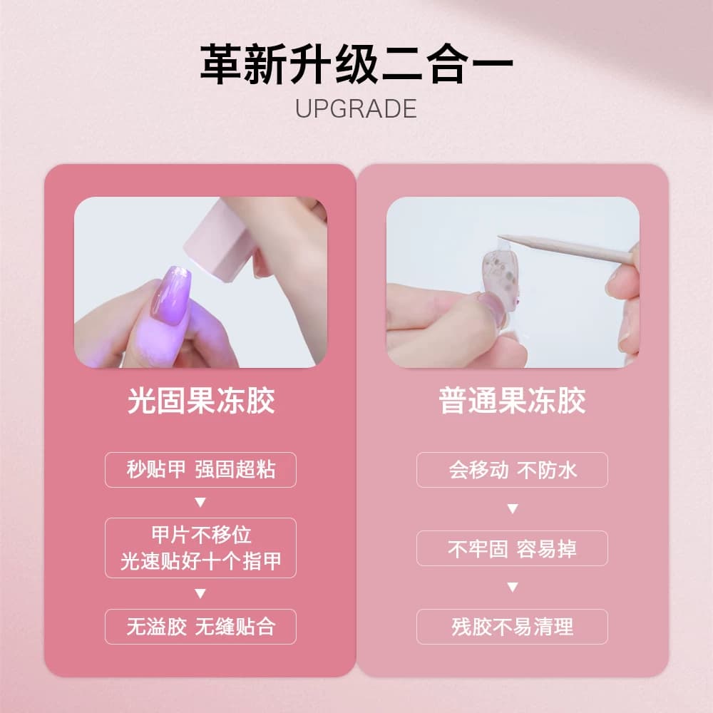 心愿先生新款UV光固果冻胶美甲持久穿戴甲黑科技巨粘烤灯固态胶 image